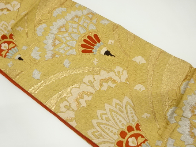 アンティーク　抽象花模様織り出し袋帯（材料）